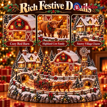 🐮 Highland Cow Christmas Farm Village – Animated Holiday Scene