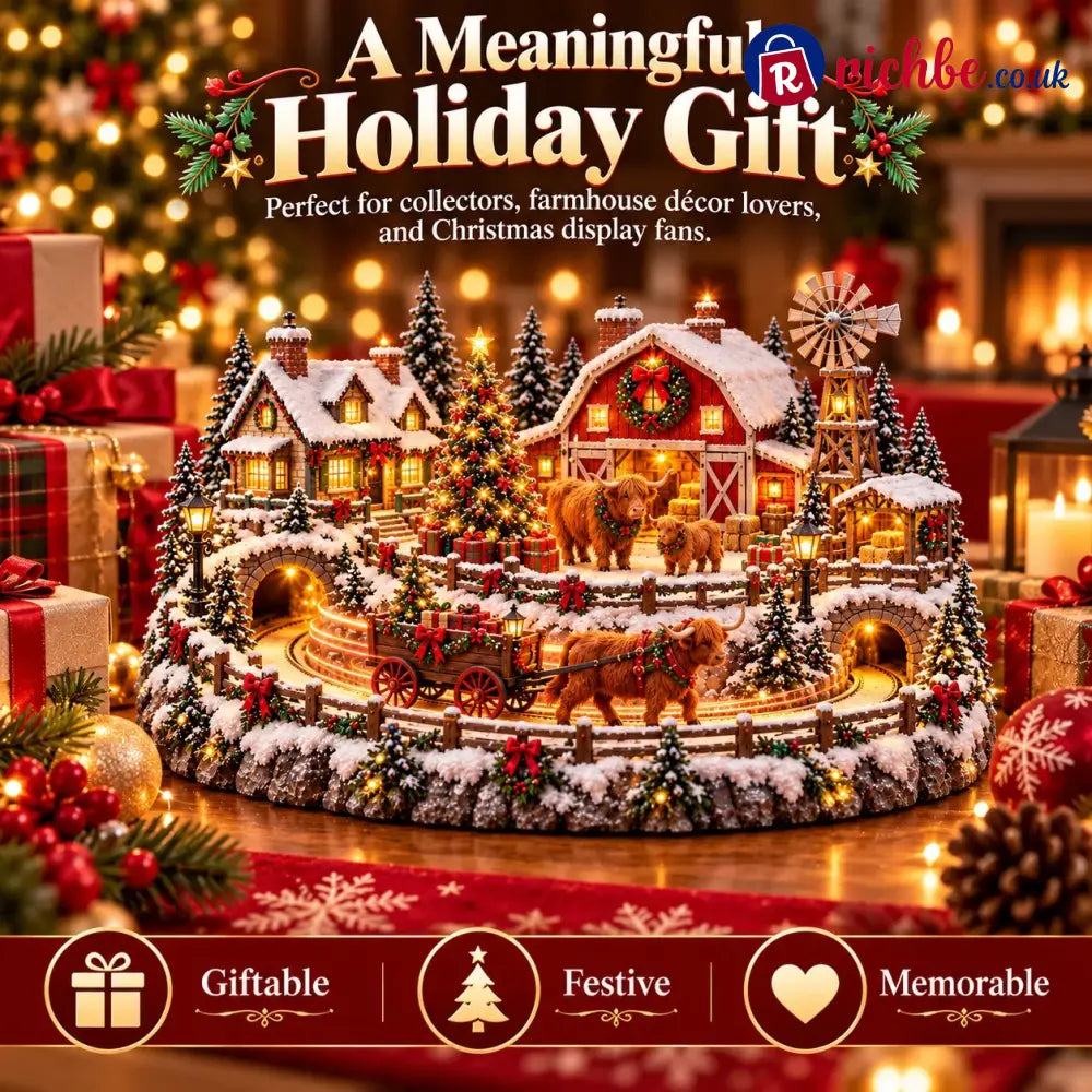 🐮 Highland Cow Christmas Farm Village – Animated Holiday Scene
