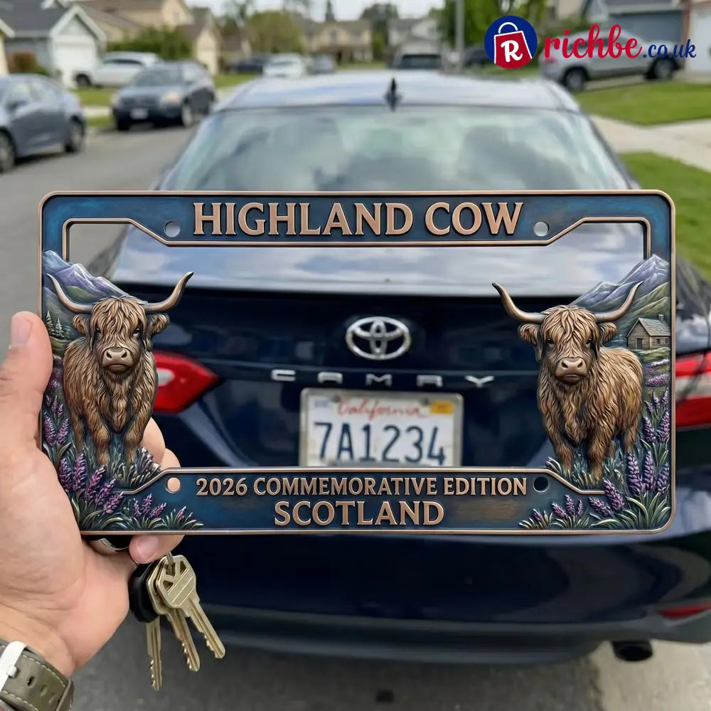 🐂 Highland Cow Commemorative Edition License Plate - Blue