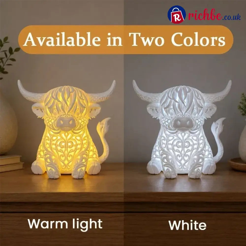 🐮 Highland Cow Tea Light Holder – Adorable Rustic Farmhouse Decor