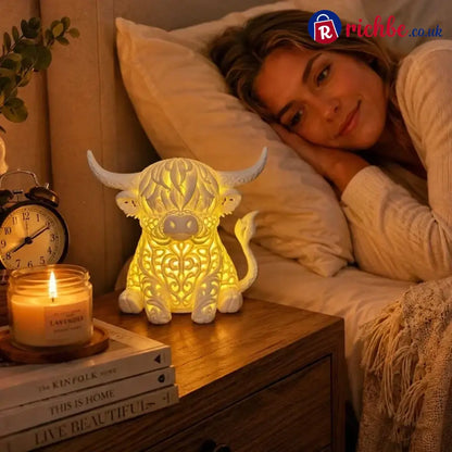 🐮 Highland Cow Tea Light Holder – Adorable Rustic Farmhouse Decor