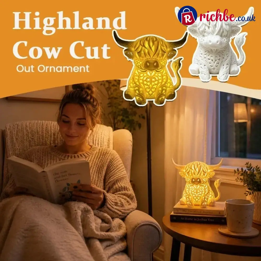 🐮 Highland Cow Tea Light Holder – Adorable Rustic Farmhouse Decor