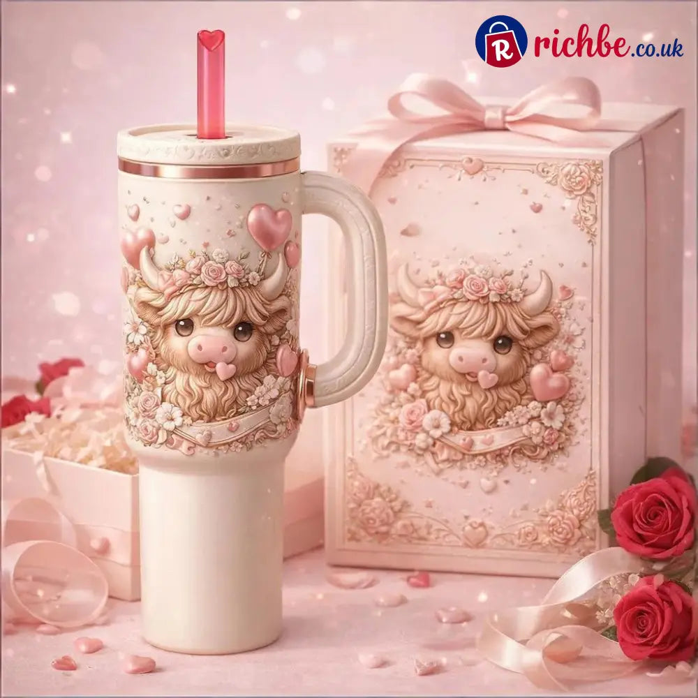 Highland Cow Tumbler - Pink