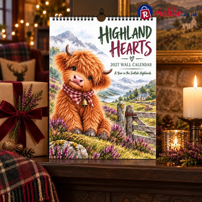 🐮Highland Hearts 2027 Wall Calendar – A Year of Cozy Scottish Highland Cow Charm