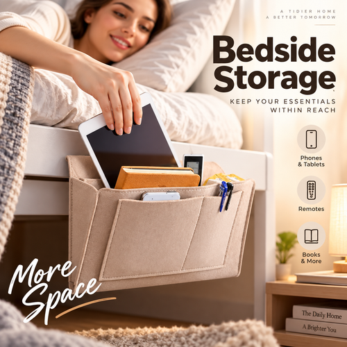🛏️ Save 49%! 🧺 Bedside Hanging Caddy – Multi‑pocket felt organizer for dorm & bunk ✨