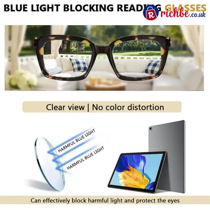 🔥Hot Sale-✨👓3 Pack Tortoiseshell Reading Glasses – Blue Light Blocking Oversized Square Readers