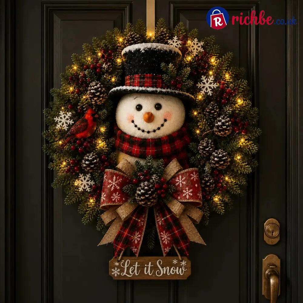 ✨✨Hot Sale 40% OFF⛄ Snowman Lighted Christmas Wreath™ – Festive Holiday Door Decor