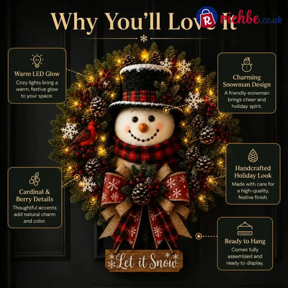 ✨✨Hot Sale 40% OFF⛄ Snowman Lighted Christmas Wreath™ – Festive Holiday Door Decor