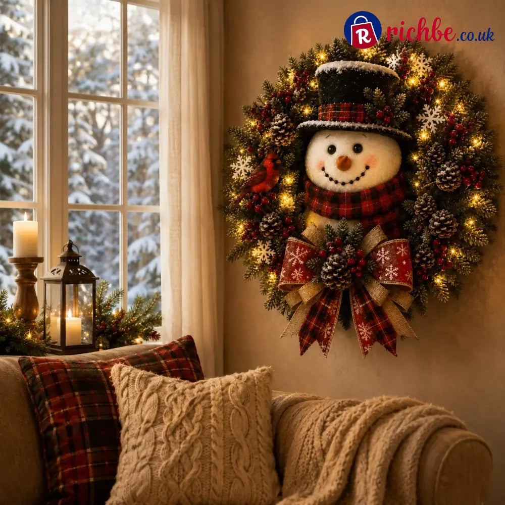 ✨✨Hot Sale 40% OFF⛄ Snowman Lighted Christmas Wreath™ – Festive Holiday Door Decor