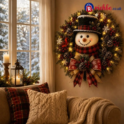 ✨✨Hot Sale 40% OFF⛄ Snowman Lighted Christmas Wreath™ – Festive Holiday Door Decor