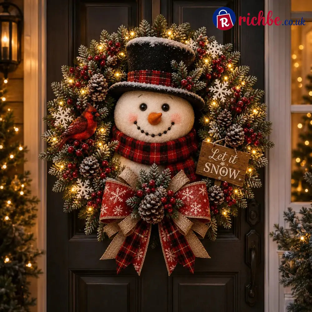 ✨✨Hot Sale 40% OFF⛄ Snowman Lighted Christmas Wreath™ – Festive Holiday Door Decor