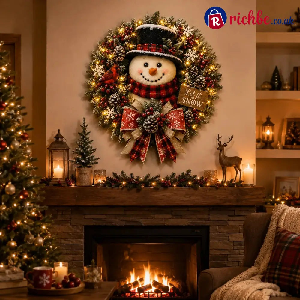 ✨✨Hot Sale 40% OFF⛄ Snowman Lighted Christmas Wreath™ – Festive Holiday Door Decor