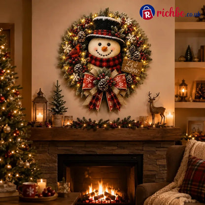 ✨✨Hot Sale 40% OFF⛄ Snowman Lighted Christmas Wreath™ – Festive Holiday Door Decor
