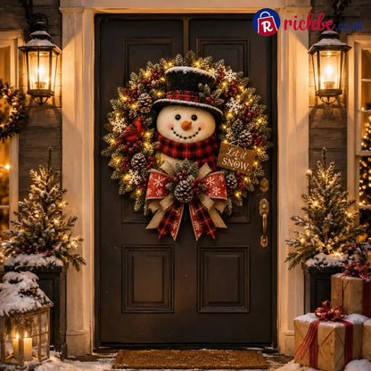✨✨Hot Sale 40% OFF⛄ Snowman Lighted Christmas Wreath™ – Festive Holiday Door Decor