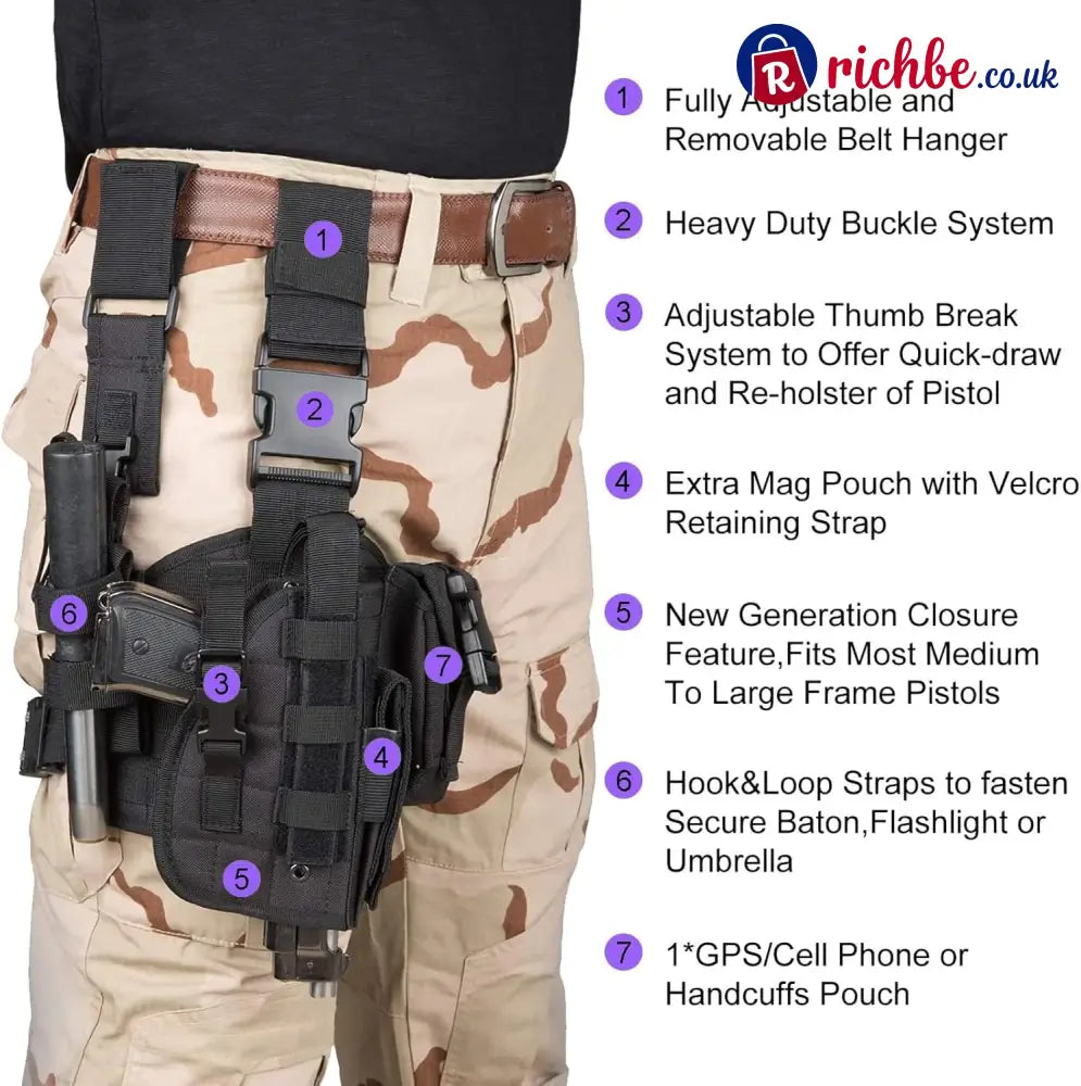 Hot Sale 40% OFF🔥Tactical Adjustable Thigh Holster for Right-Handed Users