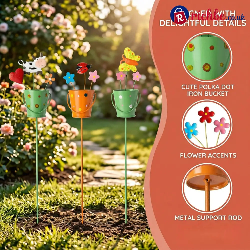 🔥HOT SALE 49% OFF-Set of 3 Metal Flower Pot Garden Stakes