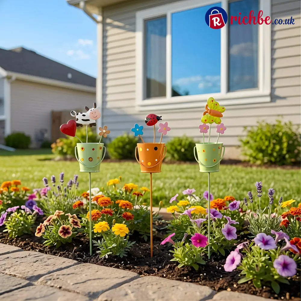 🔥HOT SALE 49% OFF-Set of 3 Metal Flower Pot Garden Stakes