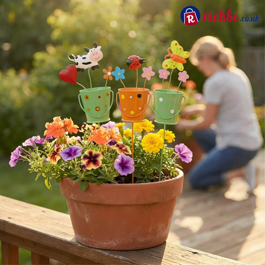🔥HOT SALE 49% OFF-Set of 3 Metal Flower Pot Garden Stakes - Flower Pot Animal Stakes（3 PCS）