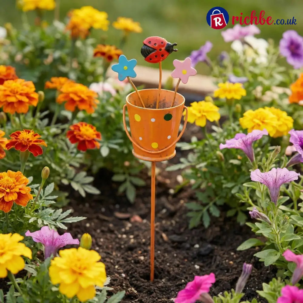 🔥HOT SALE 49% OFF-Set of 3 Metal Flower Pot Garden Stakes - Beetle style
