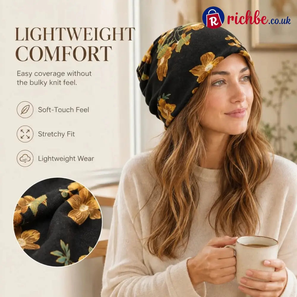 🔥HOT SALE🔥Boho Floral Slouchy Beanie for Women Lightweight Soft Stretchy Hat - ta-1003