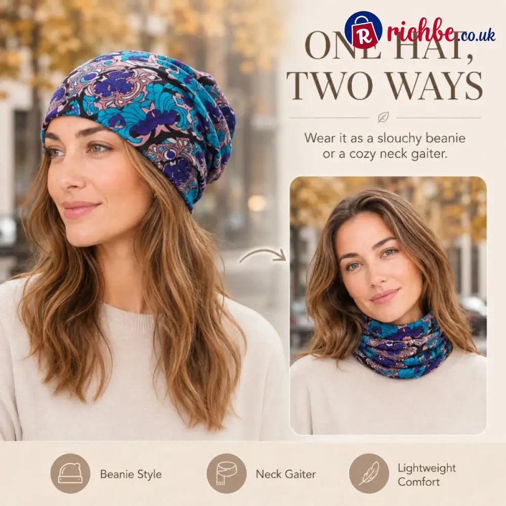 🔥HOT SALE🔥Boho Floral Slouchy Beanie for Women Lightweight Soft Stretchy Hat - ta-1003