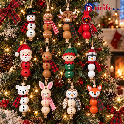 🔥hot Sale🔥🎄 Christmas Wooden Bead Ornament Diy Kit – Set Of 4