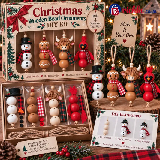 🔥hot Sale🔥🎄 Christmas Wooden Bead Ornament Diy Kit – Set Of 4 - 🎄 Cozy Christmas