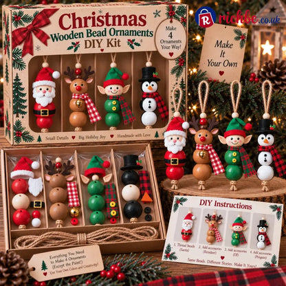 🔥hot Sale🔥🎄 Christmas Wooden Bead Ornament Diy Kit – Set Of 4 - 🎅 North Pole