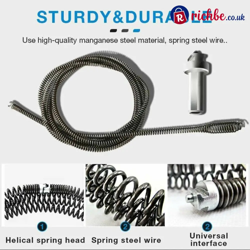 🔥HOT SALE🔥Electric Drain Dredging Spring - Professional Auger Cable for Unclogging Sinks, Bathtubs & Sewer Pipes