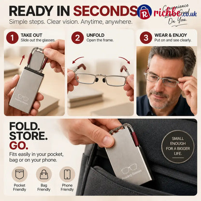 👓 HOT SALE | Folding Reading Glasses – Ultra-Slim Portable Readers with Protective Metal Case for Everyday & Travel