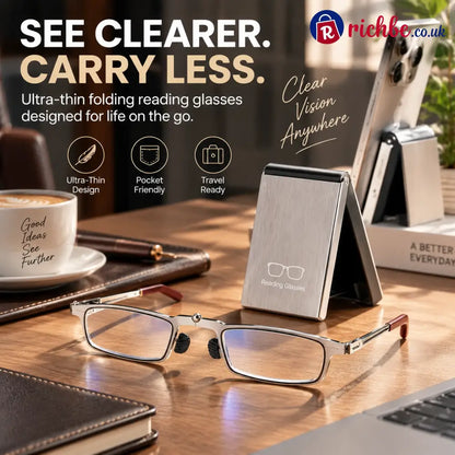 👓 HOT SALE | Folding Reading Glasses – Ultra-Slim Portable Readers with Protective Metal Case for Everyday & Travel