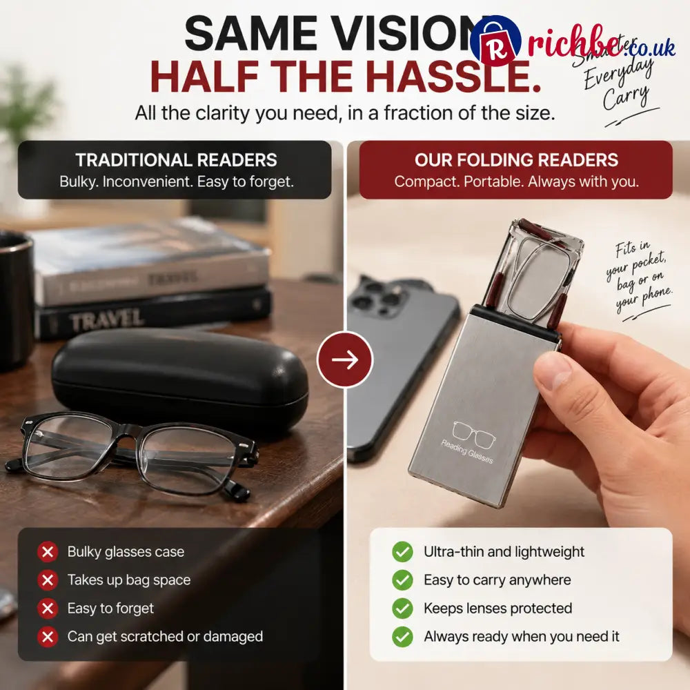 👓 HOT SALE | Folding Reading Glasses – Ultra-Slim Portable Readers with Protective Metal Case for Everyday & Travel