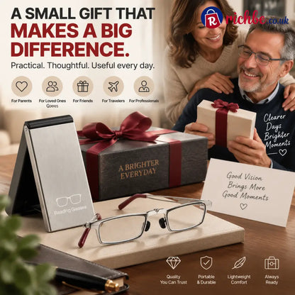 👓 HOT SALE | Folding Reading Glasses – Ultra-Slim Portable Readers with Protective Metal Case for Everyday & Travel