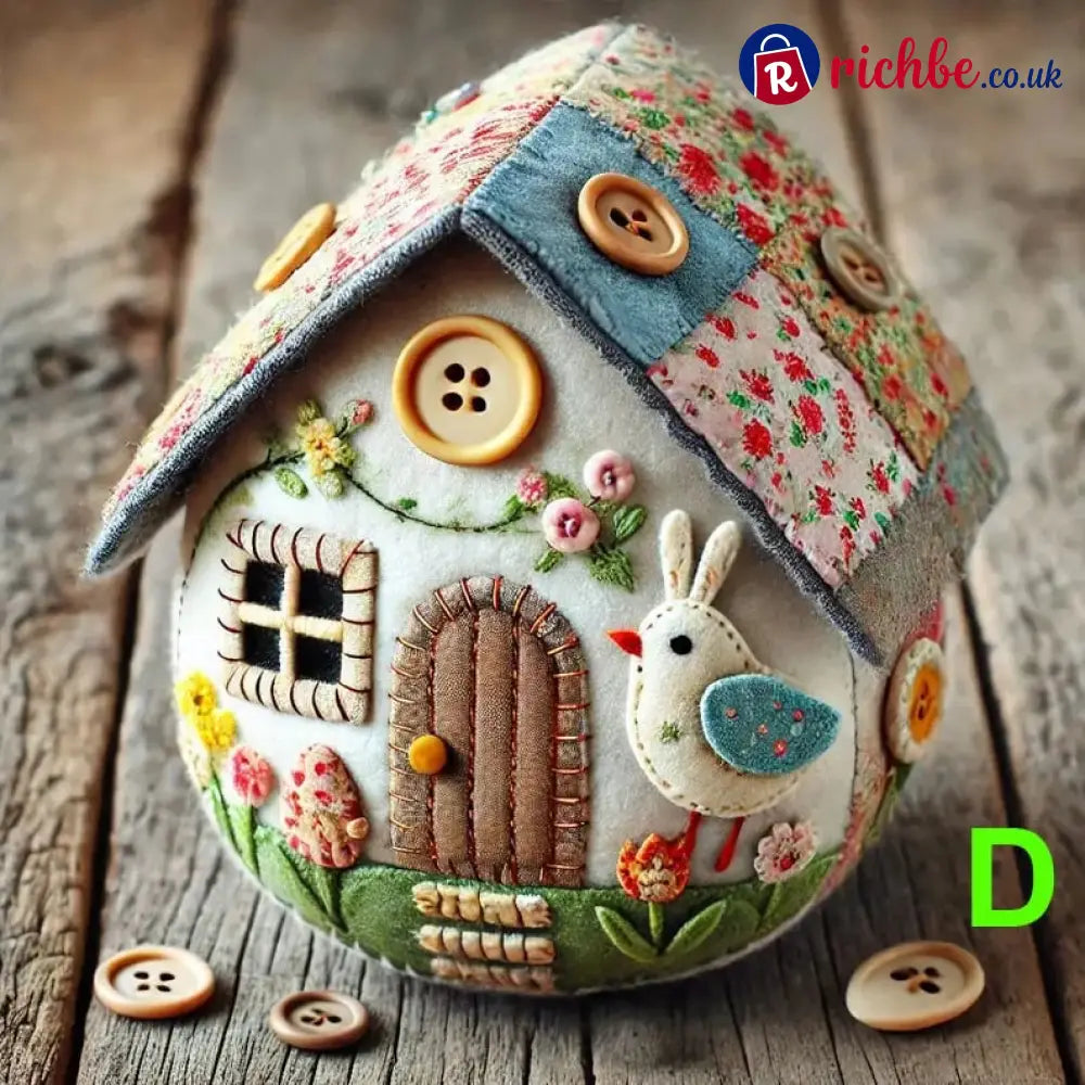 🏡Hot sale 🥚Patchwork Felt Egg House DIY Kit - D / Finished Product