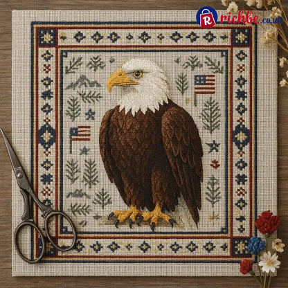 🐦 Hummingbird Cross Stitch Kit🎁 - Bald Eagle / 25cm x 25cm