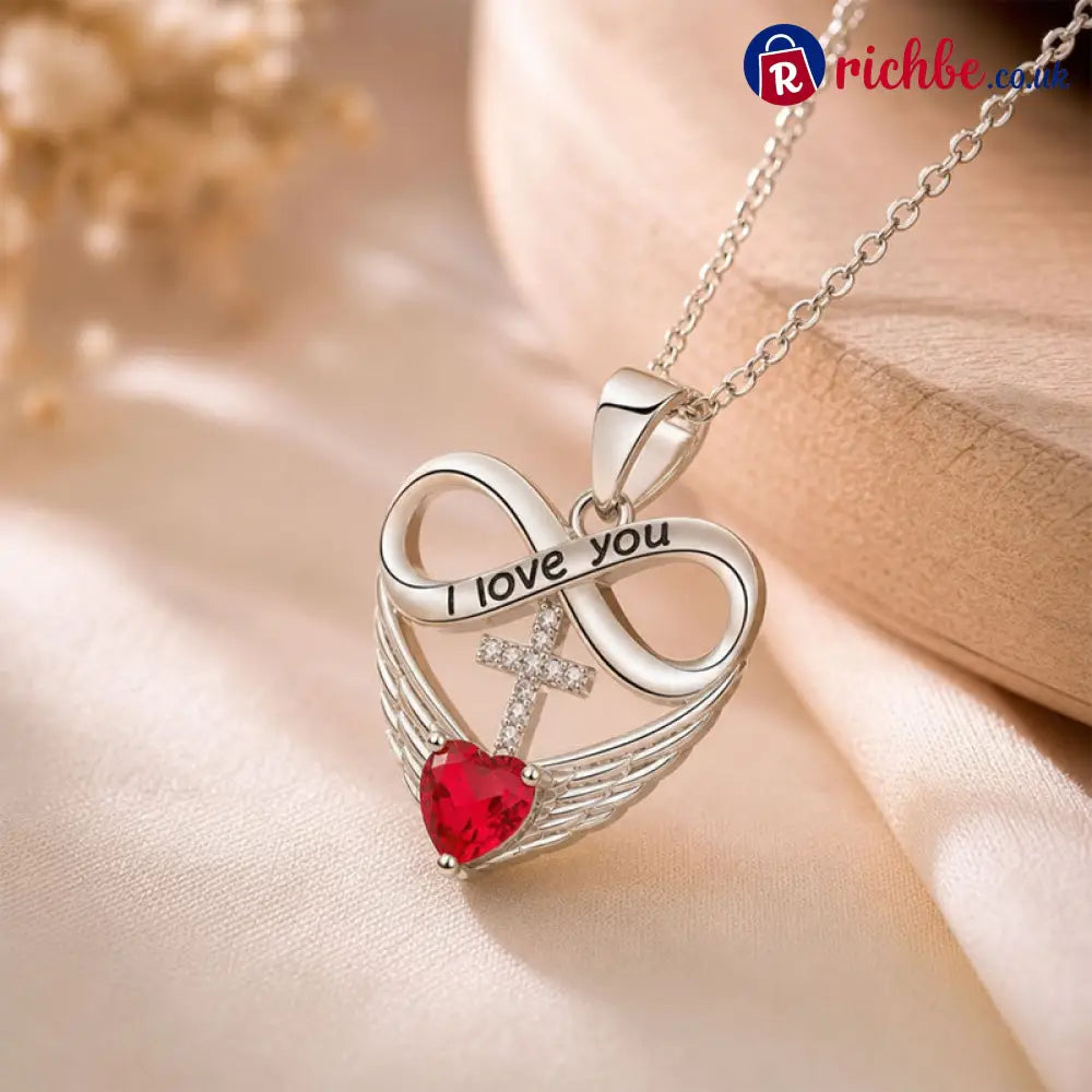 I Love You Forever Heart Angel Wing Cross Necklace 💖✝️ - BUY 1 / Heart & Cross