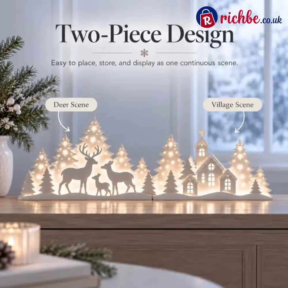 🦌 Illuminated Christmas decorations for the window – reindeer & village | 2-piece LED set ✨ - 1 piece