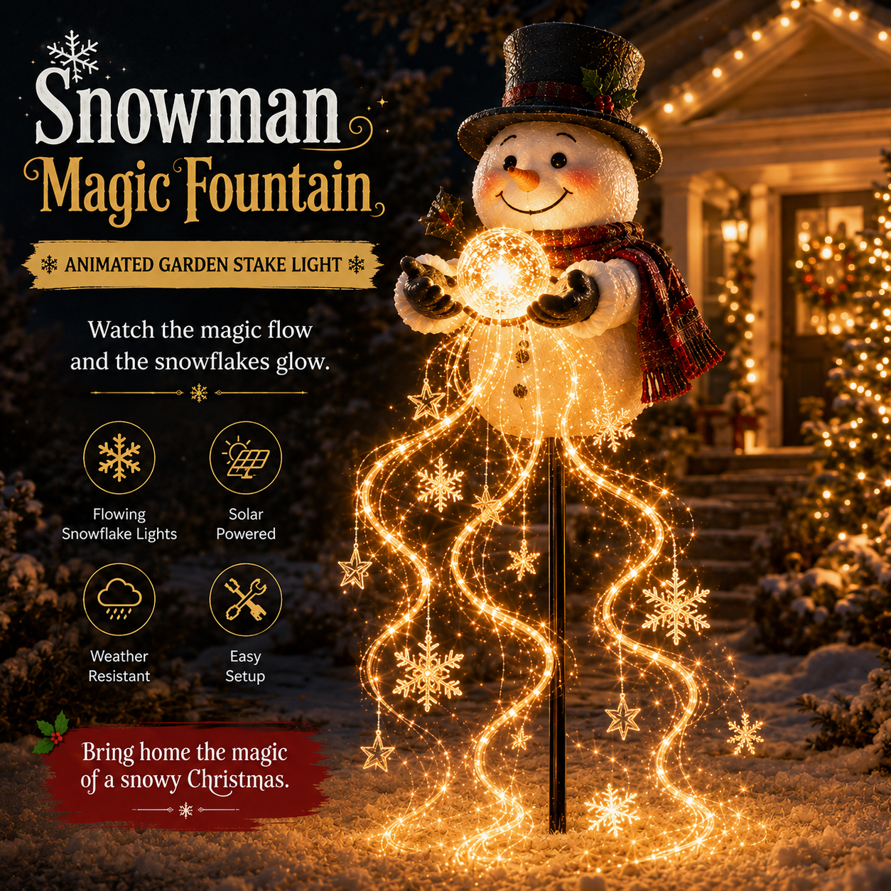 🎄49% OFF🎄 Snowman Magic-Flowing Snowflake LED Christmas Garden Light❄️