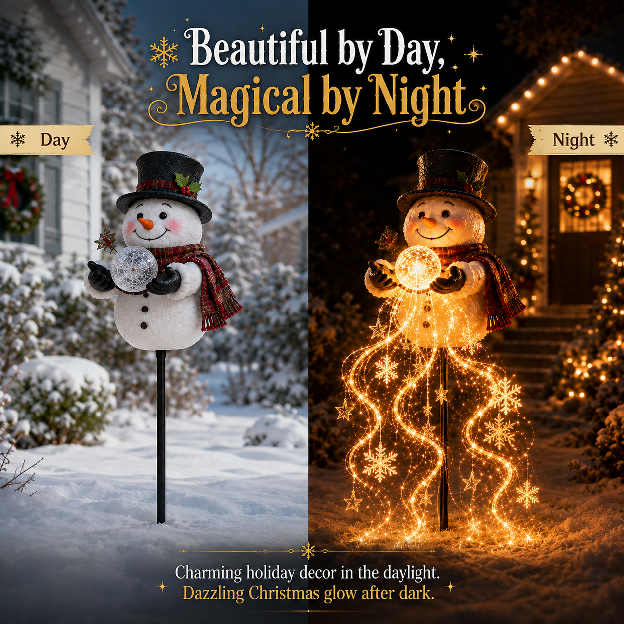 🎄49% OFF🎄 Snowman Magic-Flowing Snowflake LED Christmas Garden Light❄️