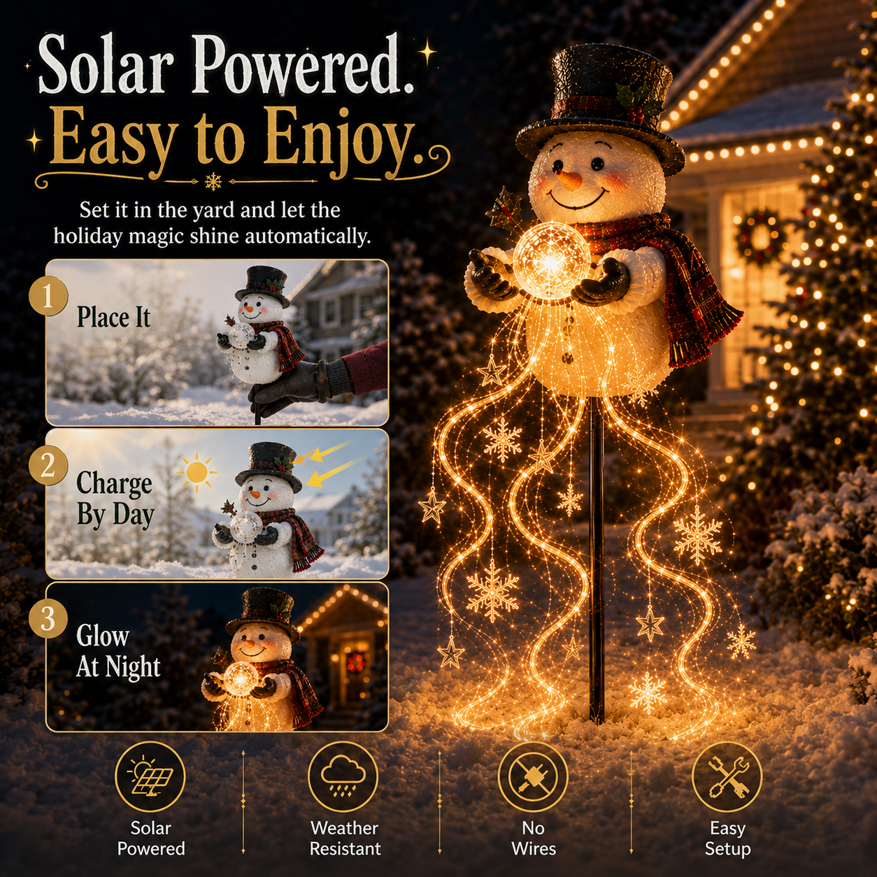 🎄49% OFF🎄 Snowman Magic-Flowing Snowflake LED Christmas Garden Light❄️