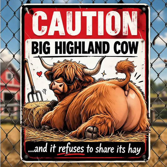Vintage Highland Cow Tin Sign