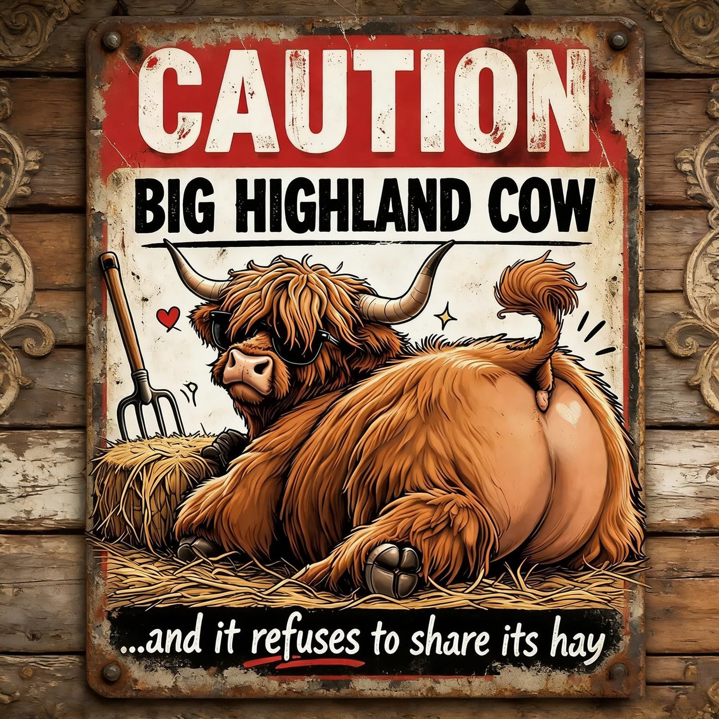 Vintage Highland Cow Tin Sign