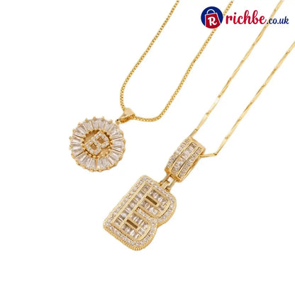 🔥Initial Letter Pendant Necklaces - 2 Pack - GOLD / B