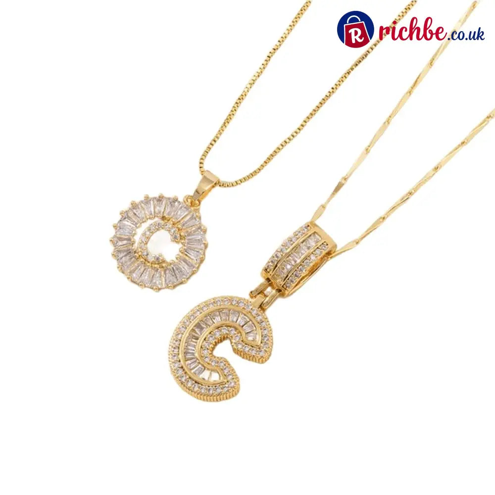 🔥Initial Letter Pendant Necklaces - 2 Pack - GOLD / C