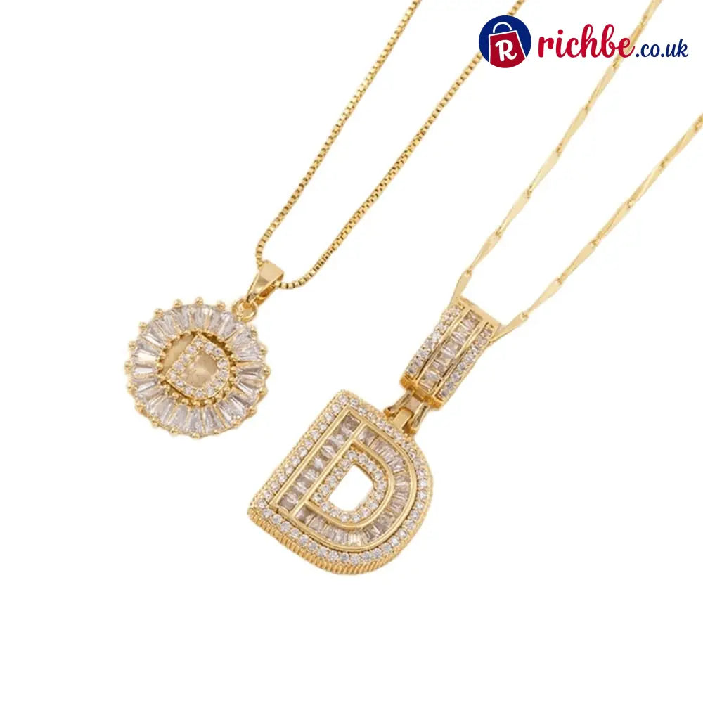 🔥Initial Letter Pendant Necklaces - 2 Pack - GOLD / D