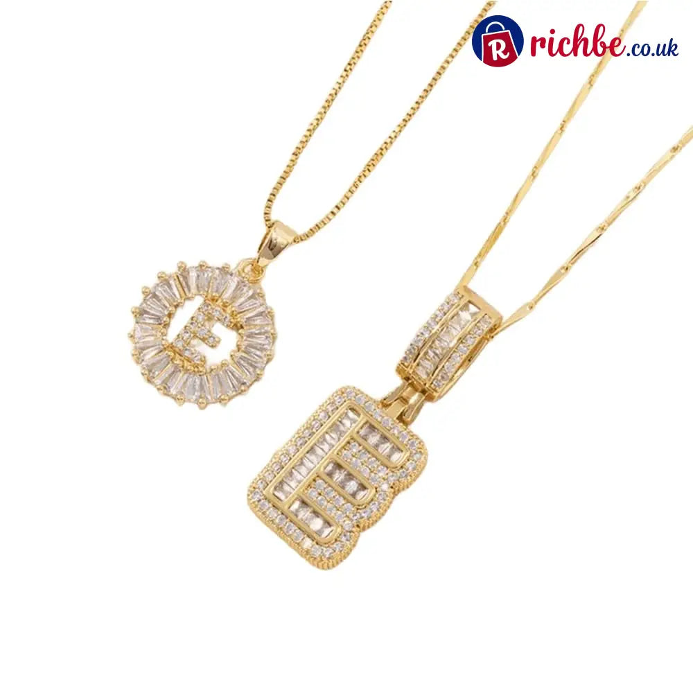🔥Initial Letter Pendant Necklaces - 2 Pack - GOLD / E