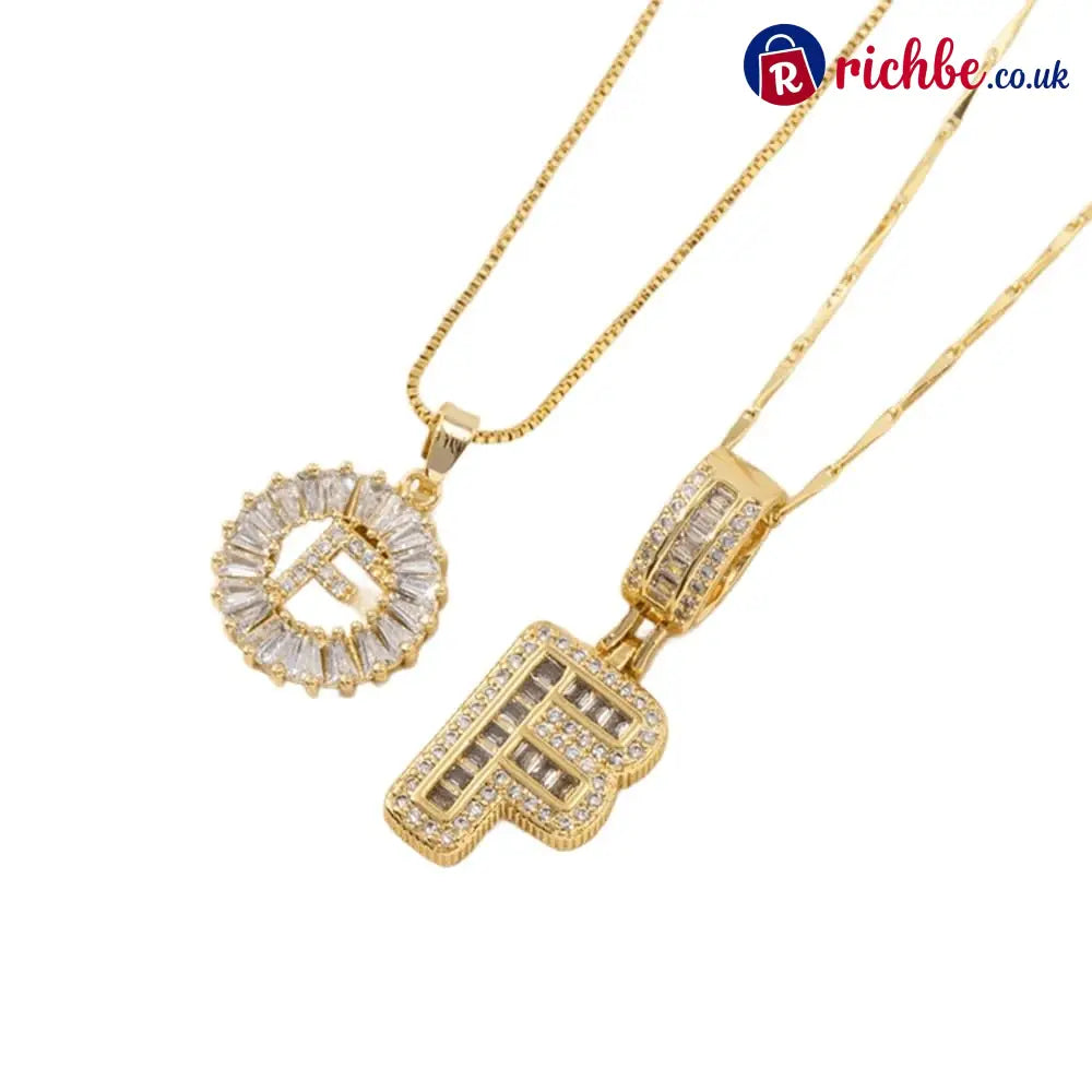 🔥Initial Letter Pendant Necklaces - 2 Pack - GOLD / F
