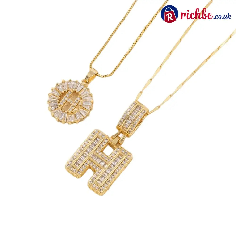 🔥Initial Letter Pendant Necklaces - 2 Pack - GOLD / H