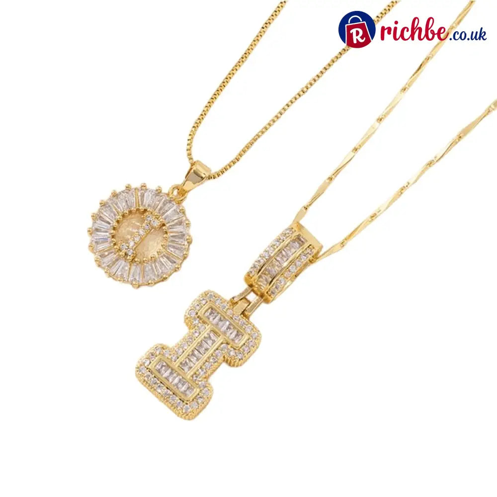 🔥Initial Letter Pendant Necklaces - 2 Pack - GOLD / I
