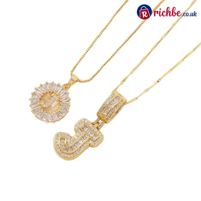 🔥Initial Letter Pendant Necklaces - 2 Pack - GOLD / J